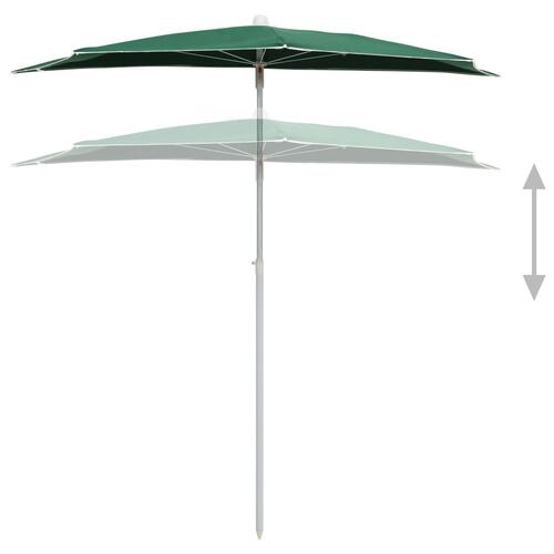 Halv parasol med stang 180x90 cm grøn