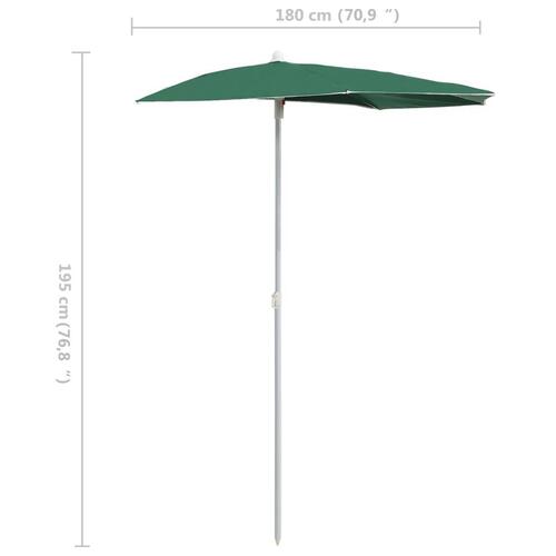 Halv parasol med stang 180x90 cm grøn