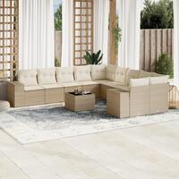 Sofasæt til haven 11 dele med hynder polyrattan beige
