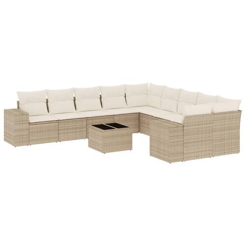 Sofasæt til haven 11 dele med hynder polyrattan beige