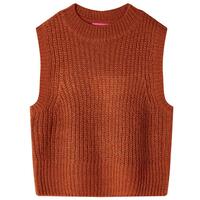 Strikket vest til børn str. 92 strikket cognacfarvet