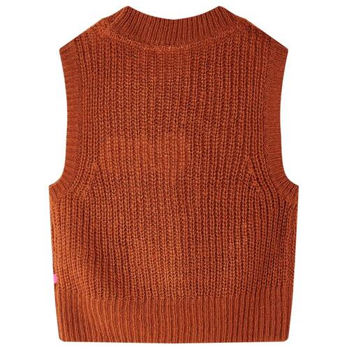 Strikket vest til børn str. 92 strikket cognacfarvet