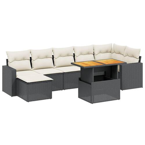 Sofasæt til haven 8 dele med hynder polyrattan sort