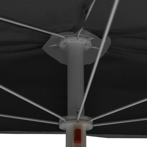 Halv parasol med stang 180x90 cm antracitgrå