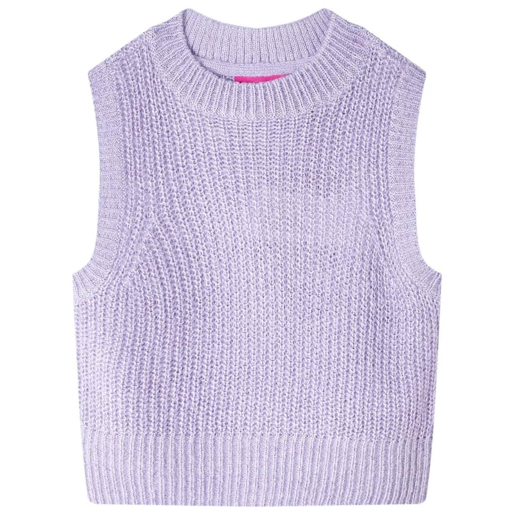 Strikket vest til børn str. 104 strikket lyslilla