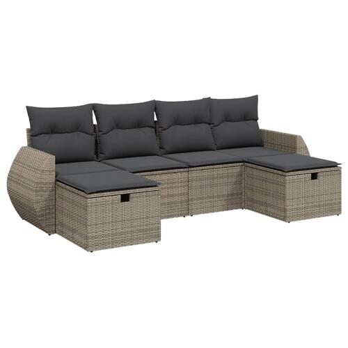 Sofasæt til haven 6 dele med hynder polyrattan grå