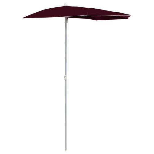 Halv parasol med stang 180x90 cm bordeauxrød