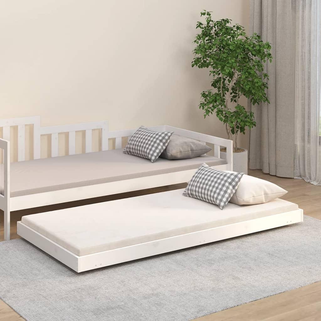 Sengestel 75x190 cm massivt fyrretræ hvid
