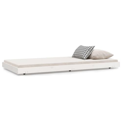 Sengestel 75x190 cm massivt fyrretræ hvid