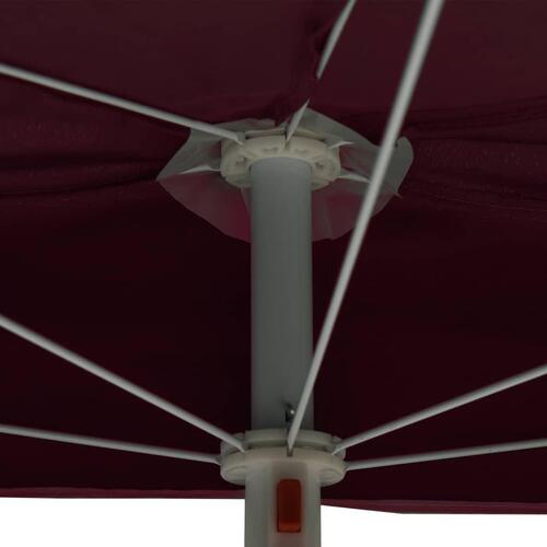 Halv parasol med stang 180x90 cm bordeauxrød