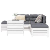 Sofasæt til haven 6 dele massivt fyrretræ hvid