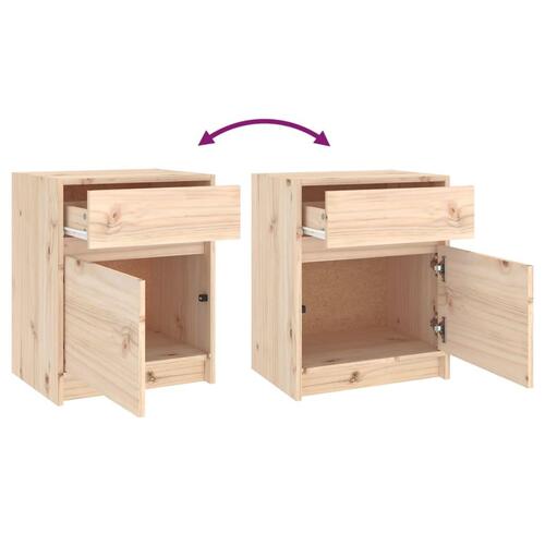 Sengeborde 2 stk. 40x31x50 cm massivt fyrretræ