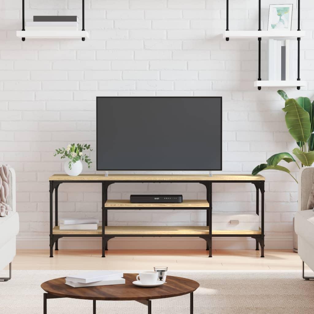 Tv-bord 121x35x45 cm konstrueret træ og jern sonoma-eg