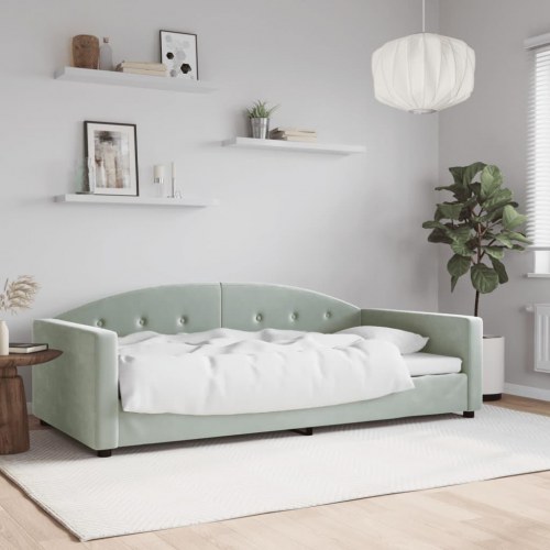 Daybed i velour 100 × 200 cm - lysegrå sovesofa