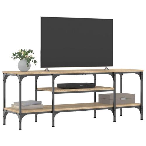 Tv-bord 121x35x45 cm konstrueret træ og jern sonoma-eg