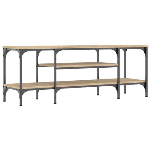 Tv-bord 121x35x45 cm konstrueret træ og jern sonoma-eg
