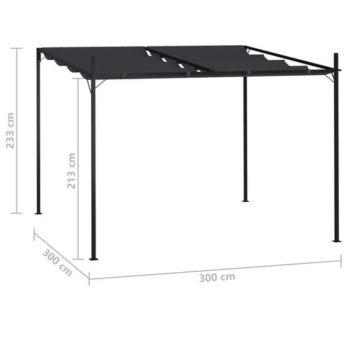 Havepavillon med udtrækkeligt tag 300x300x233 cm antracitgrå