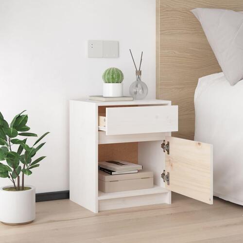 Sengeskab 40x31x50 cm massivt fyrretræ hvid