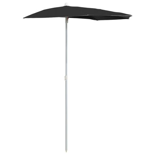 Halv parasol med stang 180x90 cm sort
