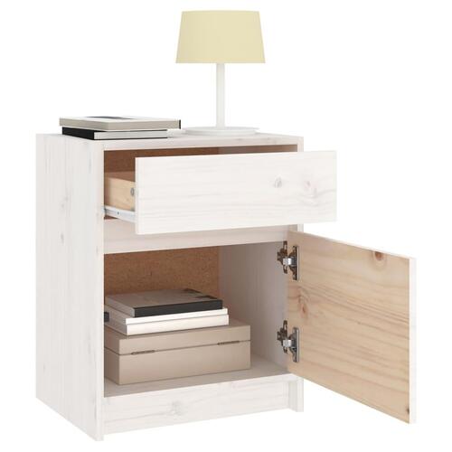 Sengeskab 40x31x50 cm massivt fyrretræ hvid