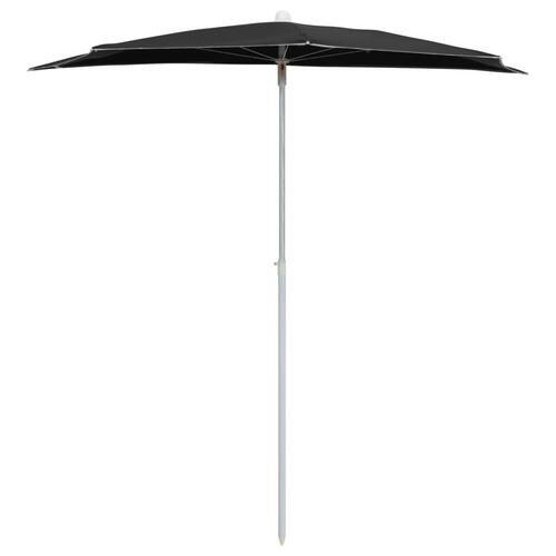 Halv parasol med stang 180x90 cm sort