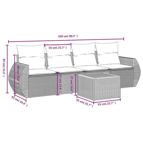 Sofasæt til haven 5 dele med hynder polyrattan beige