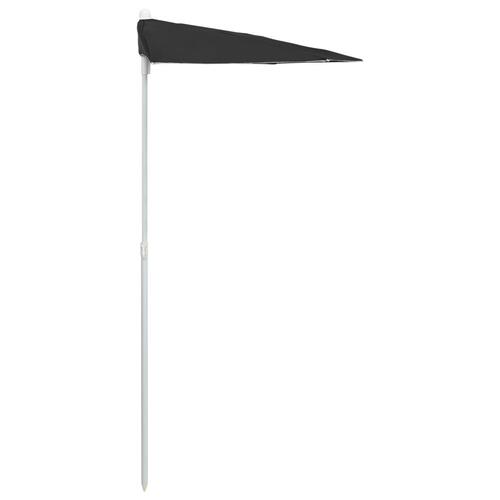 Halv parasol med stang 180x90 cm sort