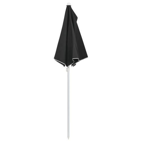 Halv parasol med stang 180x90 cm sort