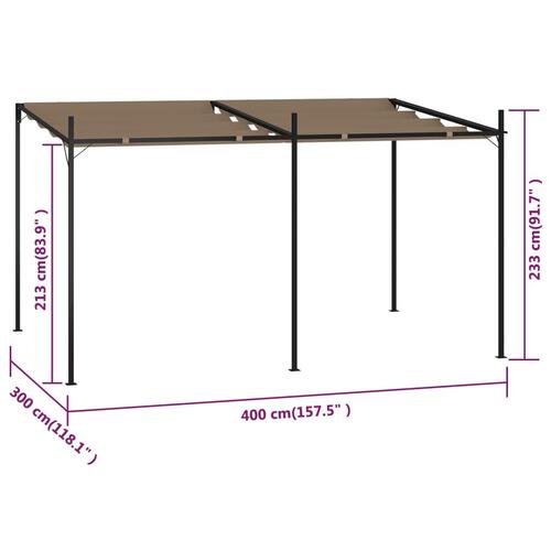 Havepavillon med udtrækkeligt tag 400x300x233 cm gråbrun