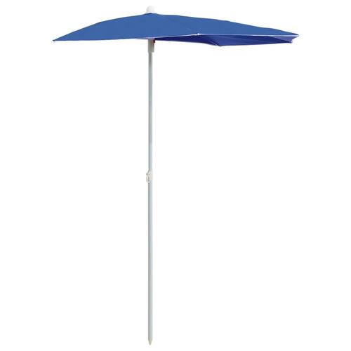 Halv parasol med stang 180x90 cm azurblå