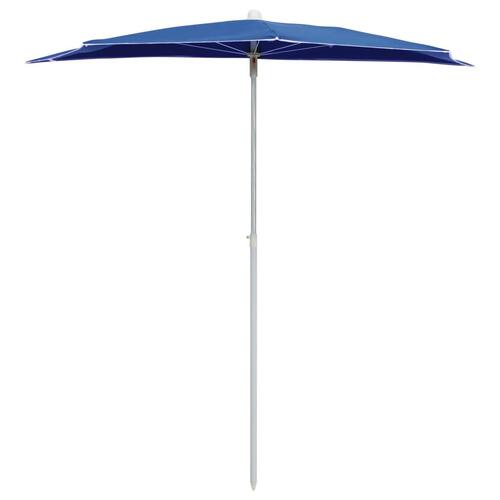 Halv parasol med stang 180x90 cm azurblå