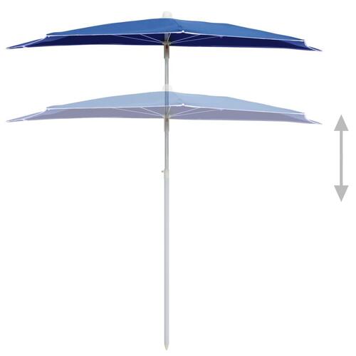 Halv parasol med stang 180x90 cm azurblå