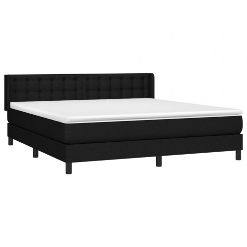 Kontinentalseng med madras 160 × 200 cm - stof, sort