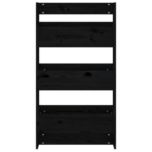 Plantevæg 60x18,5x110 cm 3 niveauer massivt fyrretræ sort