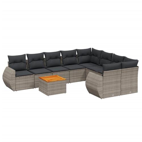 Sofasæt til haven 9 dele med hynder polyrattan grå