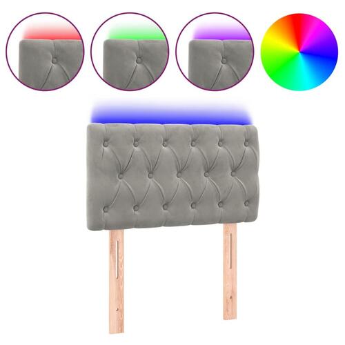 Sengegavl med LED-lys 80x7x78/88 cm velour lysegrå