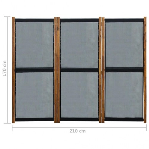 3-panels rumdeler 210x170 cm sort