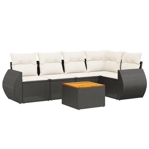 Sofasæt til haven 6 dele med hynder polyrattan sort