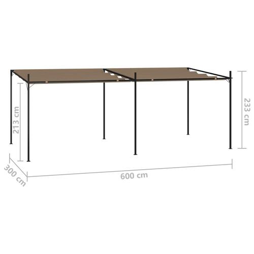 Havepavillon med udtrækkeligt tag 600x300x233 cm gråbrun