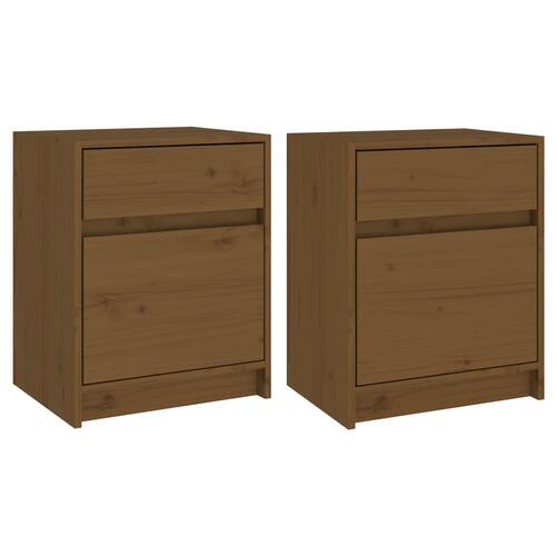 Sengeskabe 2 stk. 40x31x50 cm massivt fyrretræ gyldenbrun