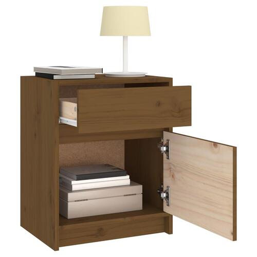 Sengeskabe 2 stk. 40x31x50 cm massivt fyrretræ gyldenbrun