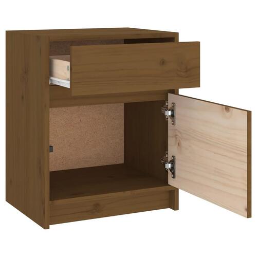 Sengeskabe 2 stk. 40x31x50 cm massivt fyrretræ gyldenbrun
