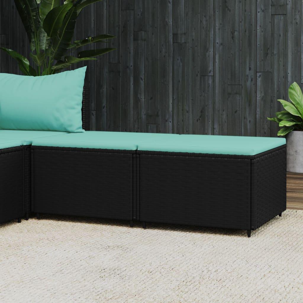 Fodskamler til have 2 stk. med hynder polyrattan sort