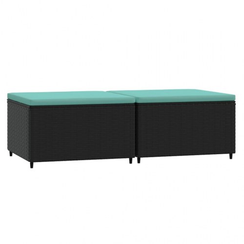 Fodskamler til have 2 stk. med hynder polyrattan sort