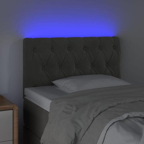 Sengegavl med LED-lys 80x7x78/88 cm velour mørkegrå