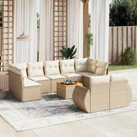 Sofasæt til haven 10 dele med hynder polyrattan beige