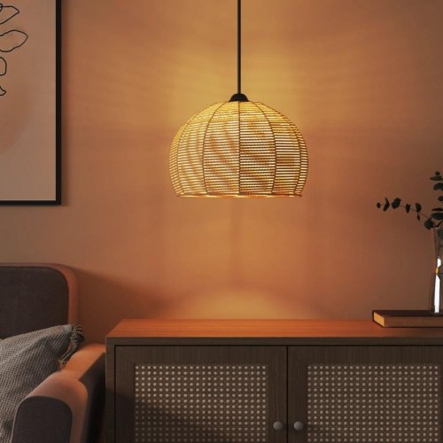 Lampeskærm til loftlampe Ø36 × 26 cm - jern med papirreb