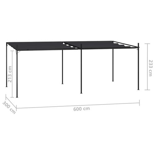 Havepavillon med udtrækkeligt tag 600x300x233 cm antracitgrå
