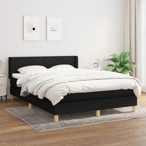 Kontinentalseng med madras 140x200 cm - stof, sort
