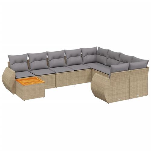 Sofasæt til haven 10 dele med hynder polyrattan beige